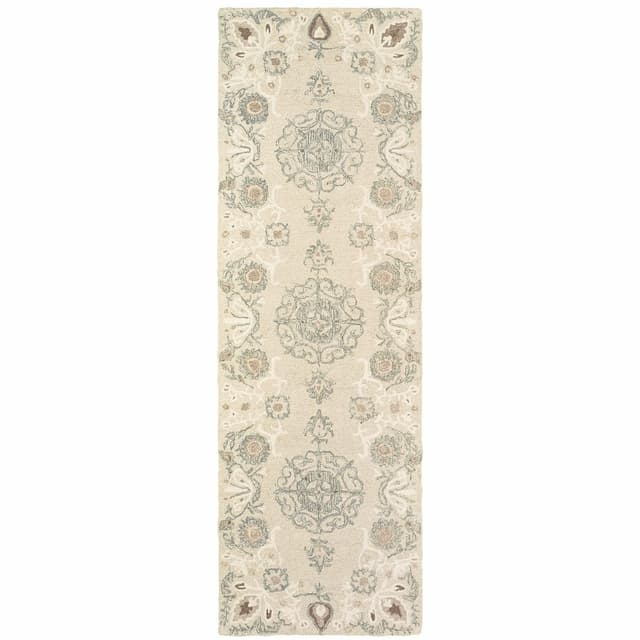 Craft 93000 Sand/ Ash Hand-crafted Wool Area Rug - 2'6" x 8'