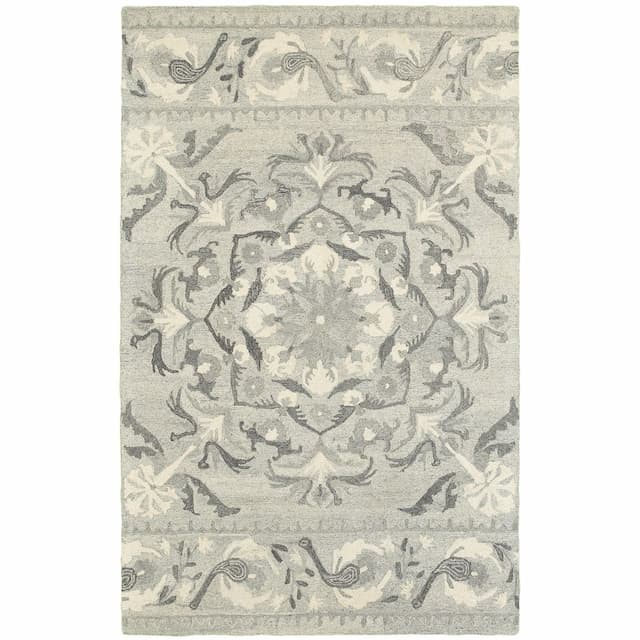 Craft 93001 Ash/ Ivory Hand-crafted Wool Area Rug - 10' x 13'