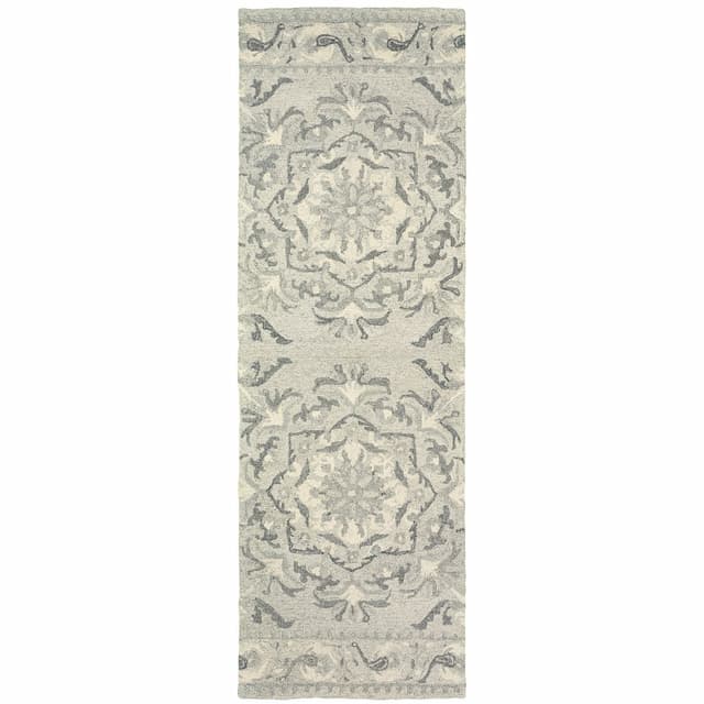 Craft 93001 Ash/ Ivory Hand-crafted Wool Area Rug - 2'6" x 8'