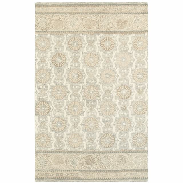 Craft 93002 Ash/ Sand Hand-crafted Wool Area Rug - 3'6" x 5'6"