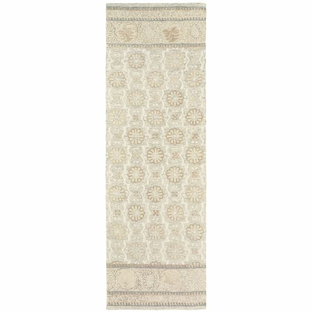 Craft 93002 Ash/ Sand Hand-crafted Wool Area Rug - 2'6" x 8'