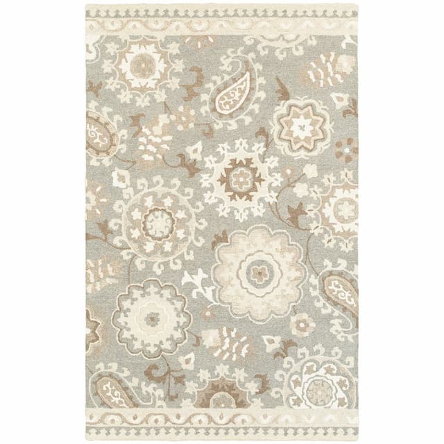 Craft 93003 Grey/ Sand Hand-crafted Wool Area Rug - 10' x 13'