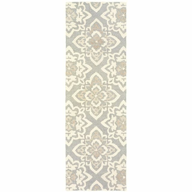 Craft 93004 Grey/ Sand Hand-crafted Wool Area Rug - 2'6" x 8'