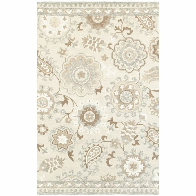 Craft 93005 Ivory/ Grey Hand-crafted Wool Area Rug - 10' x 13'