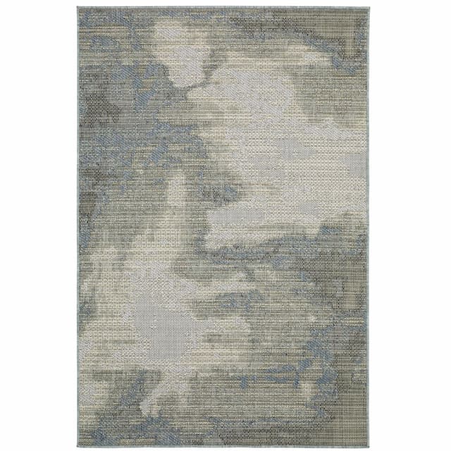 Cyprus 2101B Grey/ Blue Indoor/Outdoor Area Rug - 9'10" x 12'10"