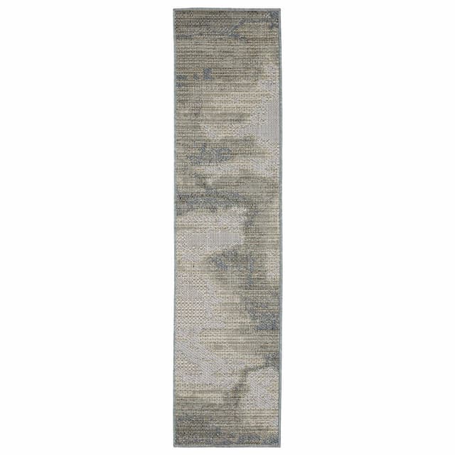 Cyprus 2101B Grey/ Blue Indoor/Outdoor Area Rug - 1'10" x 7'6"