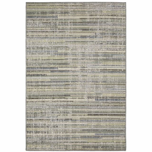 Cyprus 2102E Blue/ Green Indoor/Outdoor Area Rug - 3'3" x 5'