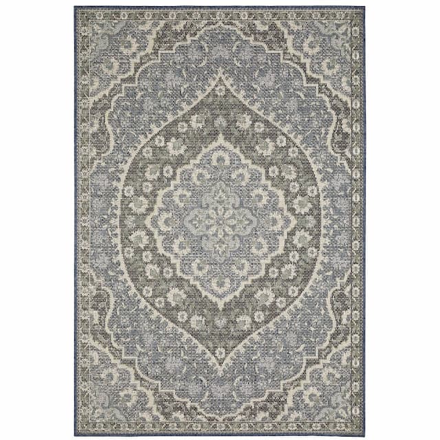 Cyprus 228C4 Blue/ Sage Indoor/Outdoor Area Rug - 3'3" x 5'