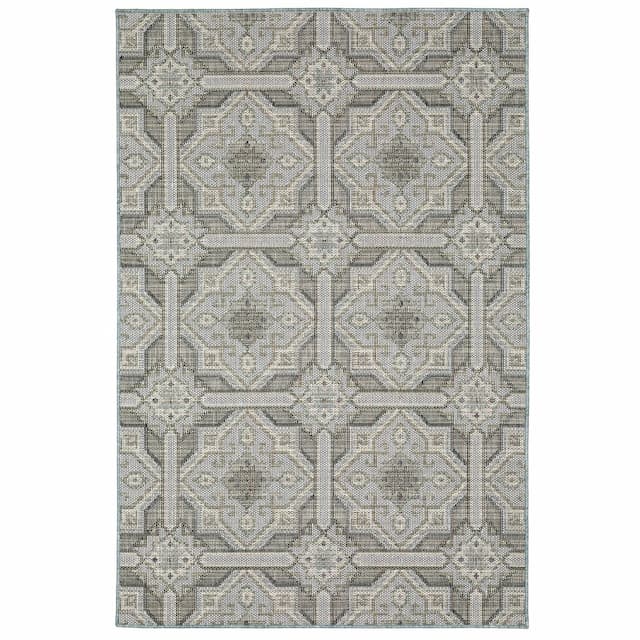 Cyprus 448L4 Grey/ Blue Indoor/Outdoor Area Rug - 3'3" x 5'