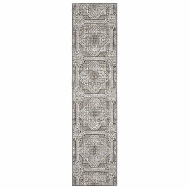 Cyprus 448L4 Grey/ Blue Indoor/Outdoor Area Rug - 1'10" x 7'6"