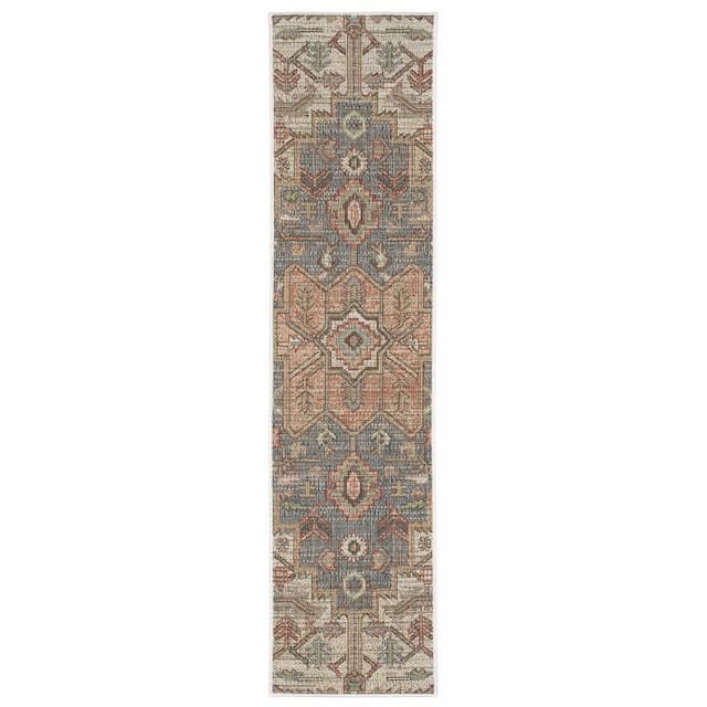 Cyprus 5606B Blue/ Multi Indoor/Outdoor Area Rug - 1'10" x 7'6"