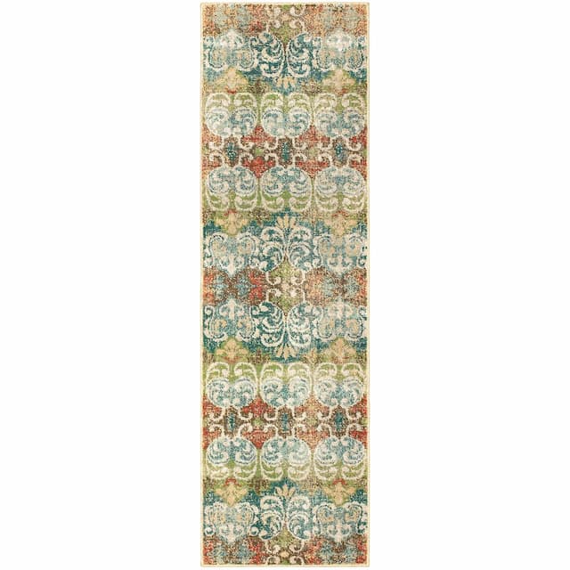 Dawson 7341B Multi/ Ivory Indoor Area Rug - 2'3" x 7'6"