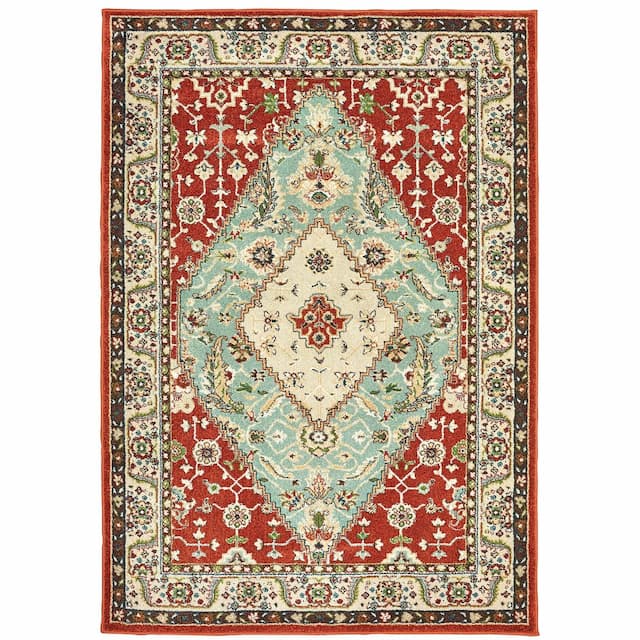 Dawson 8315A Rust/ Blue Indoor Area Rug - 3'10" x 5'5"