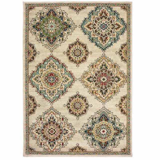 Dawson 8334A Beige/ Multi Indoor Area Rug - 5'3" x 7'6"