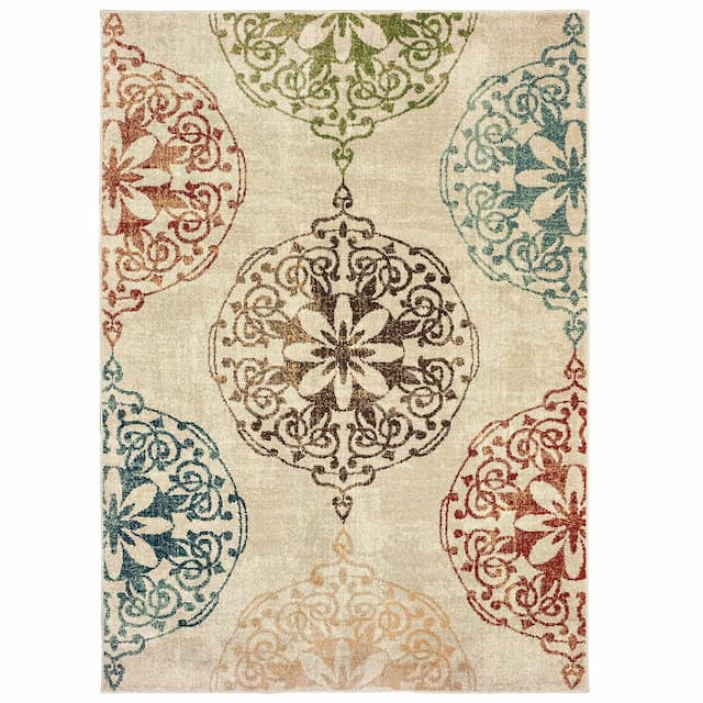 Dawson 8522B Beige/ Multi Indoor Area Rug - 9'10" x 12'10"