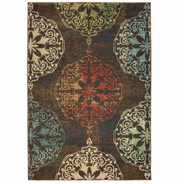 Dawson 8522C Brown/ Multi Indoor Area Rug - 3'10" x 5'5"