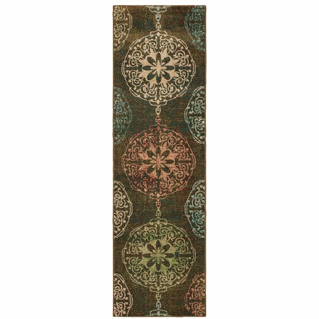 Dawson 8522C Brown/ Multi Indoor Area Rug - 2'3" x 7'6"