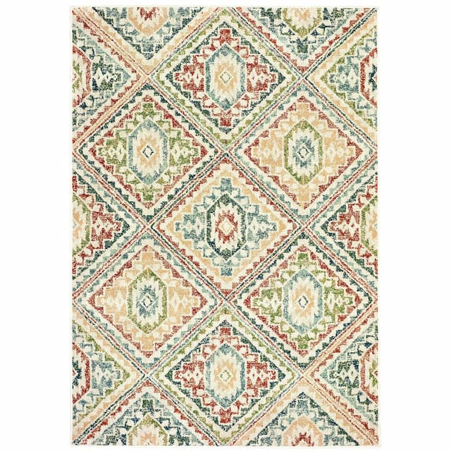 Dawson 8530A Ivory/ Multi Indoor Area Rug - 5'3" x 7'6"