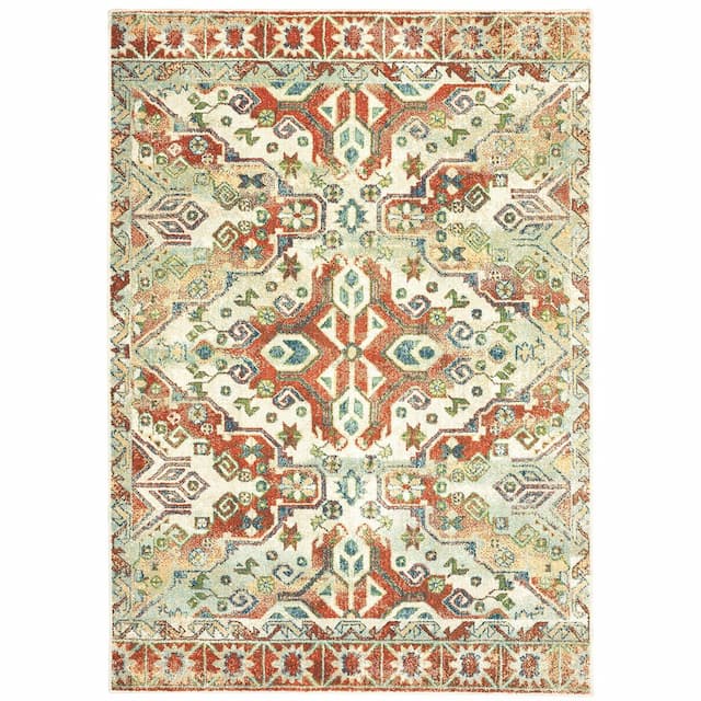 Dawson 8533A Rust/ Ivory Indoor Area Rug - 3'10" x 5'5"