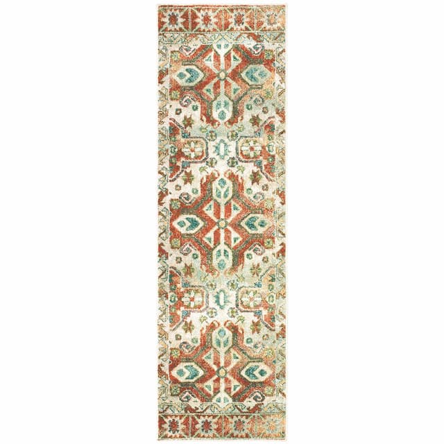 Dawson 8533A Rust/ Ivory Indoor Area Rug - 2'3" x 7'6"