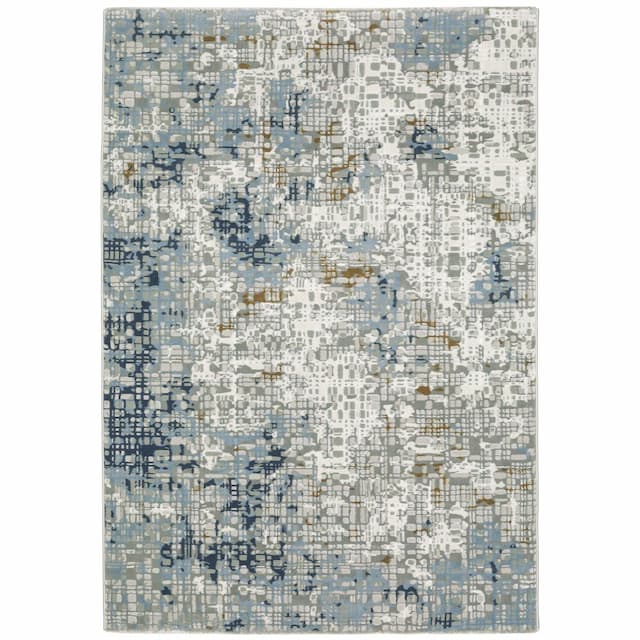 Easton 011E3 Blue/ Ivory Indoor Area Rug - 3'3" x 5'