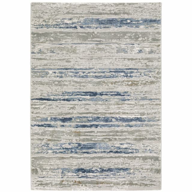 Easton 012E3 Grey/ Blue Indoor Area Rug - 3'3" x 5'