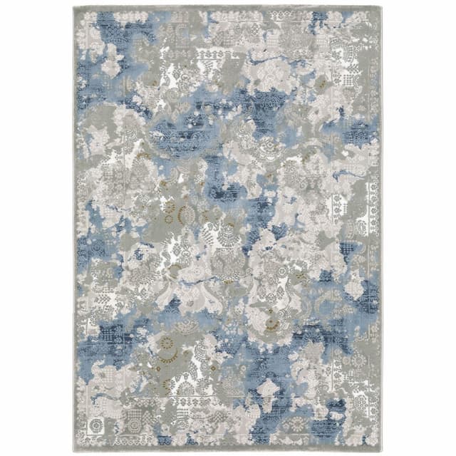 Easton 3313Q Grey/ Blue Indoor Area Rug - 3'3" x 5'