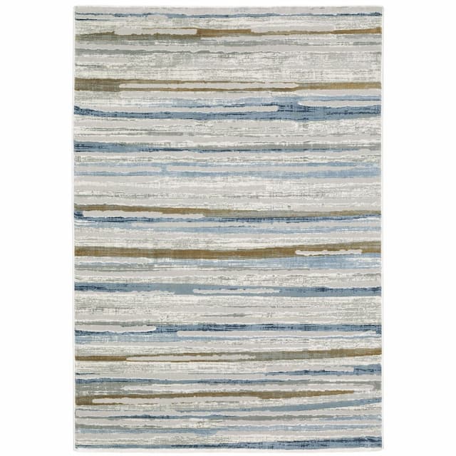 Easton 4514E Grey/ Blue Indoor Area Rug - 3'3" x 5'