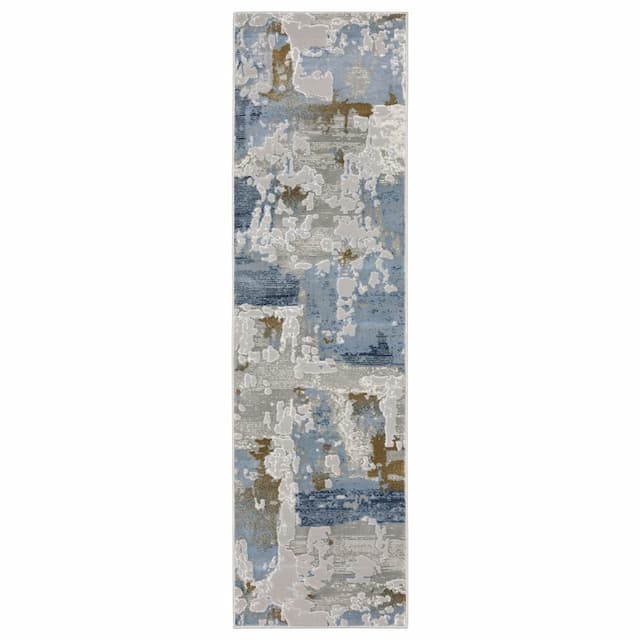 Easton 4518X Grey/ Blue Indoor Area Rug - 2'3" x 7'6"