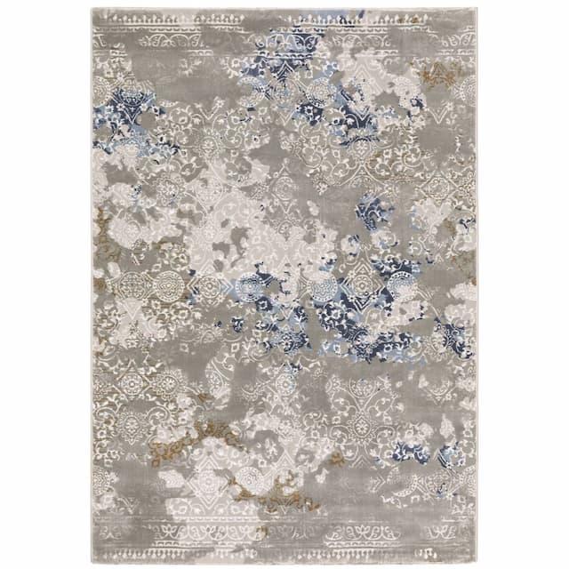 Easton 7111F Grey/ Blue Indoor Area Rug - 3'3" x 5'