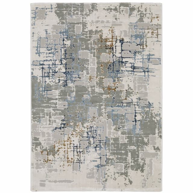 Easton 8111X Grey/ Blue Indoor Area Rug - 3'3" x 5'