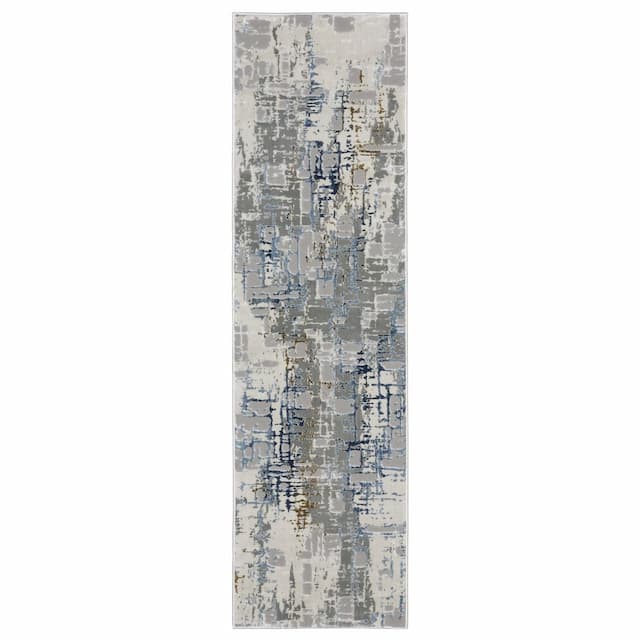 Easton 8111X Grey/ Blue Indoor Area Rug - 2'3" x 7'6"