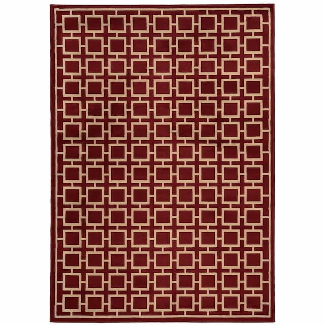 Ella 3885A Red/ Beige Indoor Area Rug - 6'7" x 9'6"