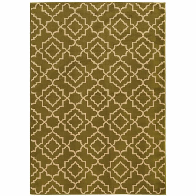 Ella 5185D Green/ Beige Indoor Area Rug - 6'7" x 9'6"