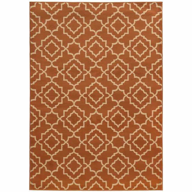 Ella 5185F Orange/ Beige Indoor Area Rug - 1'10" x 3'3"