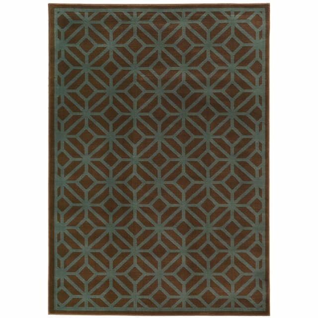 Ella 5188D Brown/ Blue Indoor Area Rug - 6'7" x 9'6"