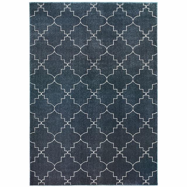 Ellerson 5994B Navy/ Ivory Indoor Area Rug - 3'10" x 5'5"