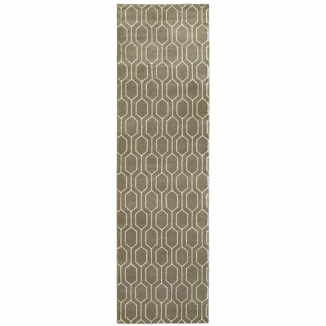 Ellerson 8021D Grey/ Ivory Indoor Area Rug - 2'3" x 7'6"