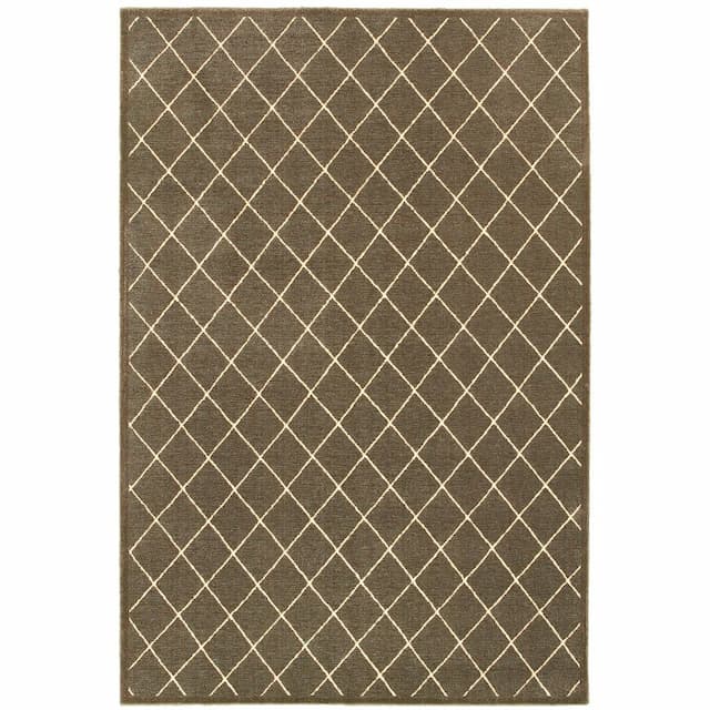 Ellerson 090N4 Brown/ Ivory Indoor Area Rug - 6'7" x 9'6"