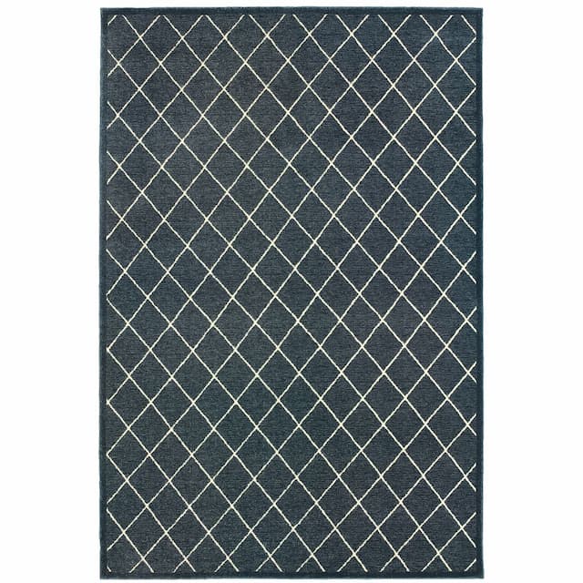 Ellerson 090Q4 Navy/ Ivory Indoor Area Rug - 3'10" x 5'5"