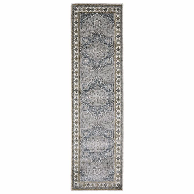 Ellington ELL02 Blue/ Grey Indoor Area Rug - 2'3" x 7'6"