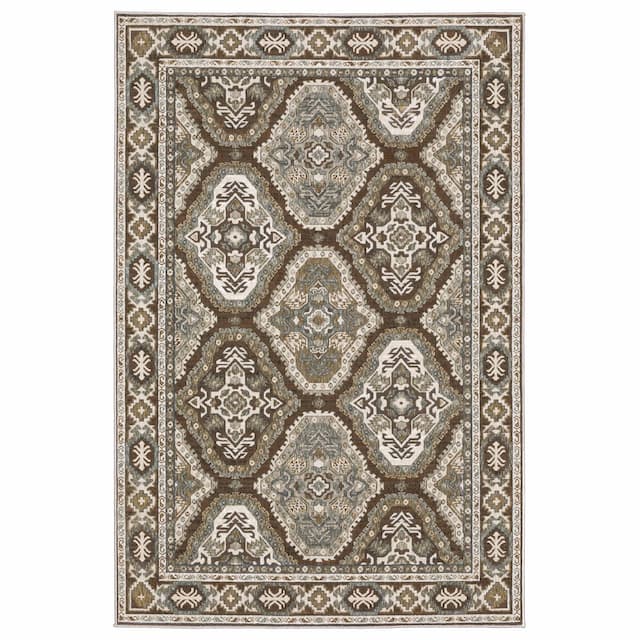 Ellington ELL03 Rust/ Blue Indoor Area Rug - 3'10" x 5'5"