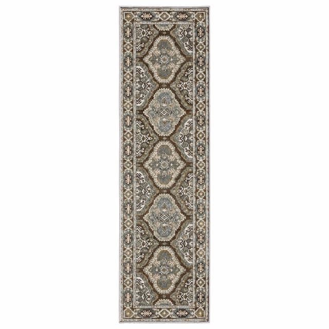 Ellington ELL03 Rust/ Blue Indoor Area Rug - 2'3" x 7'6"