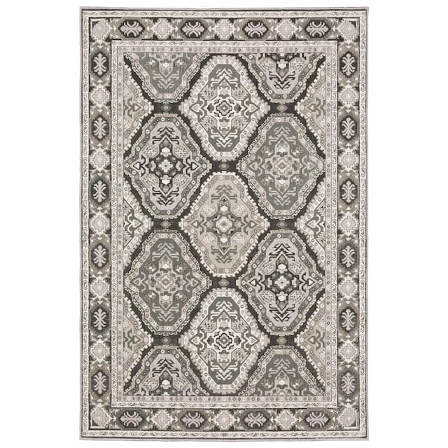 Ellington ELL04 Grey/ Ivory Indoor Area Rug - 5'3" x 7'6"