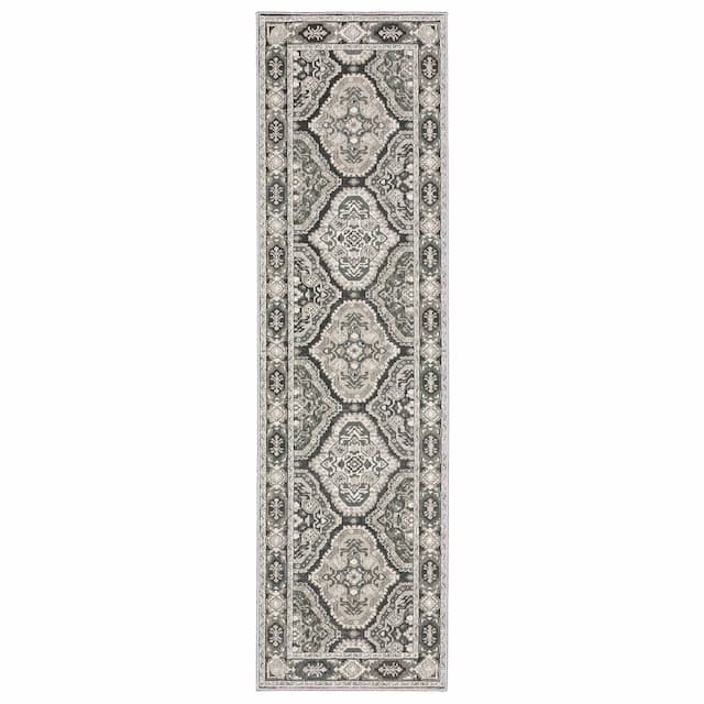 Ellington ELL04 Grey/ Ivory Indoor Area Rug - 2'3" x 7'6"