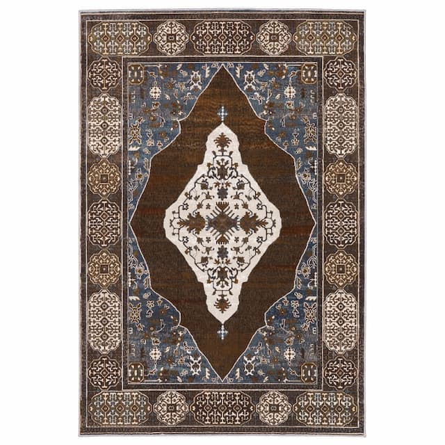 Ellington ELL06 Rust/ Blue Indoor Area Rug - 3'10" x 5'5"