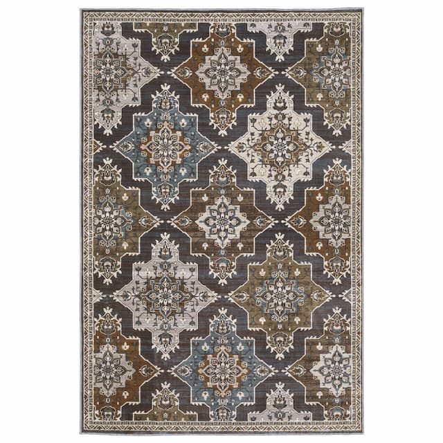 Ellington ELL07 Blue/ Rust Indoor Area Rug - 3'10" x 5'5"