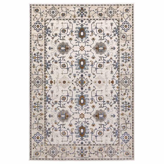 Ellington ELL10 Ivory/ Blue Indoor Area Rug - 3'10" x 5'5"