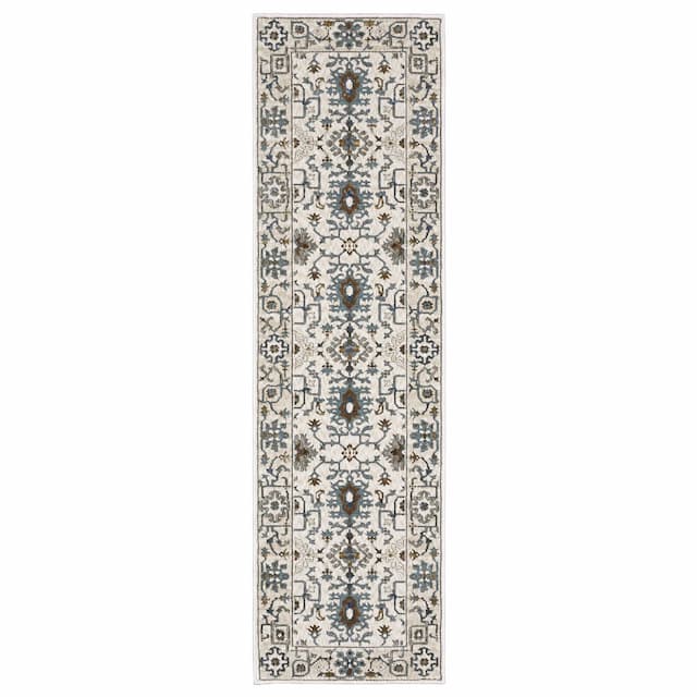 Ellington ELL10 Ivory/ Blue Indoor Area Rug - 2'3" x 7'6"