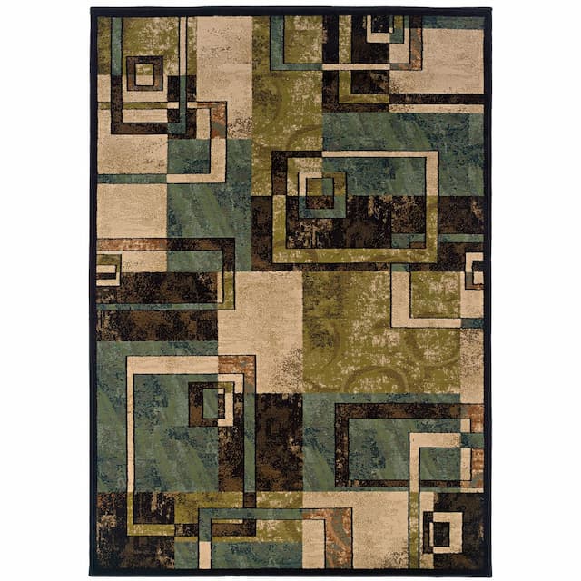 Emerson 2817A Beige/ Blue Indoor Area Rug - 3'10" x 5'5"